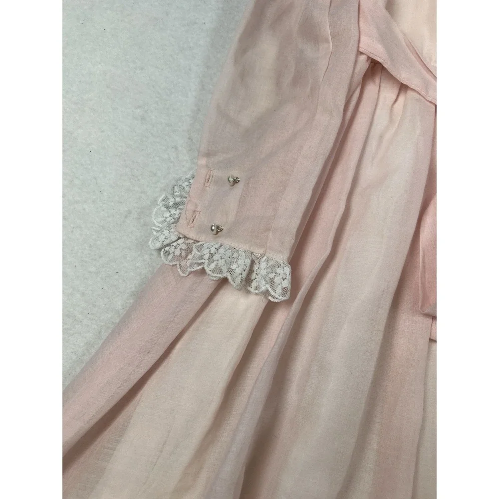 VTG 70's/ 80's Jeunes Filles GUNNE SAX Pink Lace Trim Dress Girls Size 5 - Picture 9 of 16